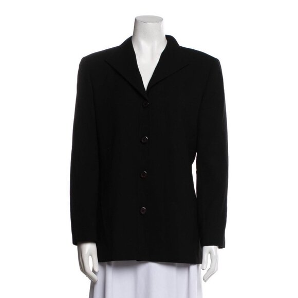 Christian Dior Authentic Solid Black Wool Long Sleeve Blazer Jacket 10 Medium - Picture 1 of 7